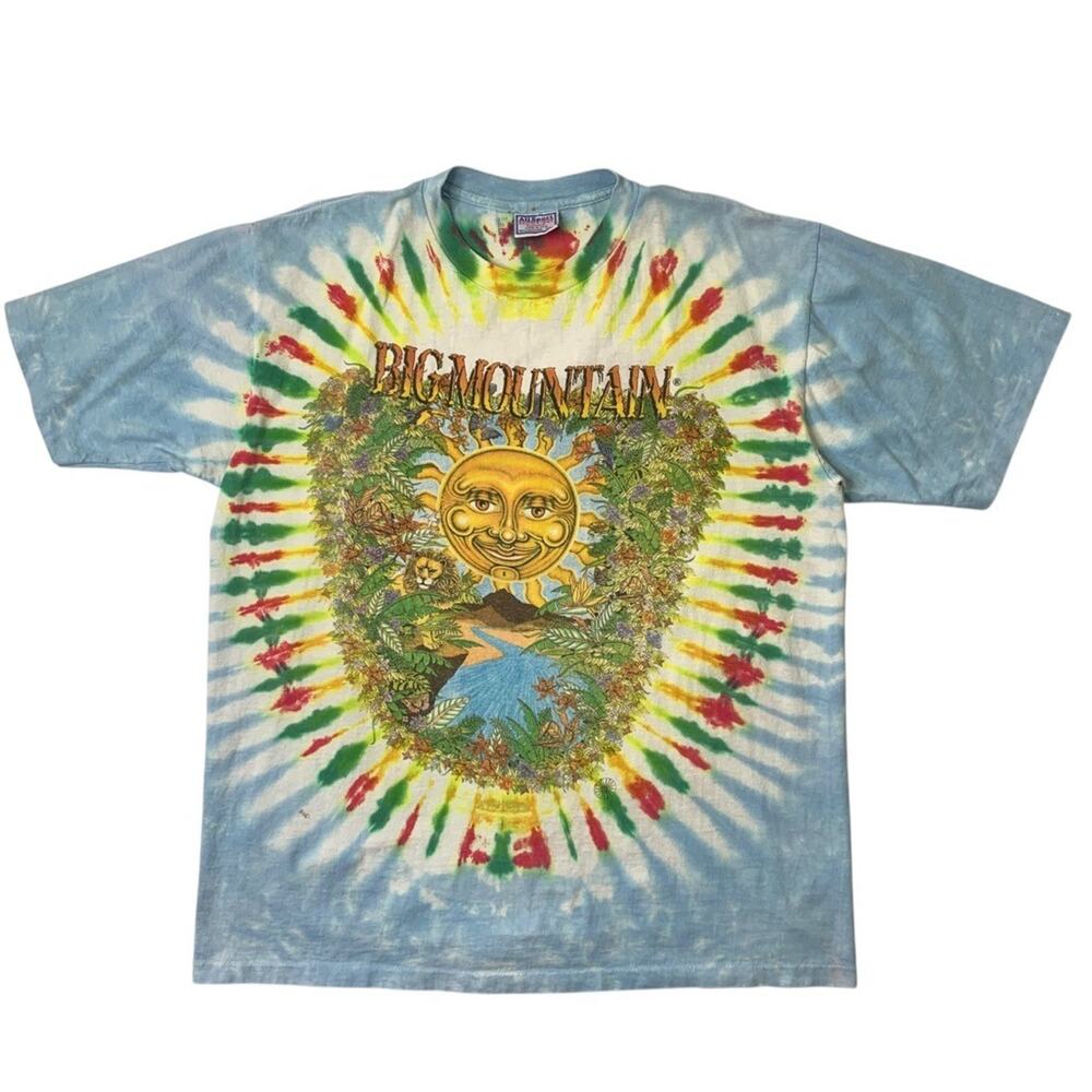 Vintage Big Mountain Shirt Mens XL One God Sun Tie Dye 1994 All Sport Made USA